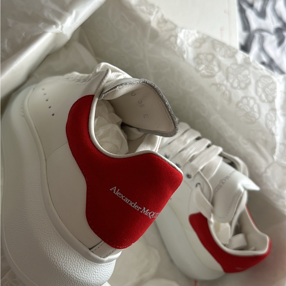 Alexander McQueen Red and White Leather Sneakers